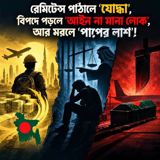 রেমিটেন্স পাঠালে ‘যোদ্ধা’, বিপদে পড়লে ‘আইন না মানা লোক’, আর মরলে ‘পাপের লাশ’!